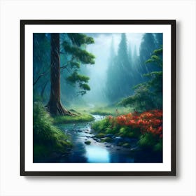 Rainy Day In A Forest Art Print