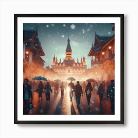 People Walking In The Snow Art Print