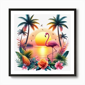 Flamingo At Sunset 11 Art Print