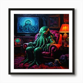 Cthulhu Chilling At Home Pop Art Art Print