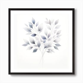 Watercolor Leaves On A White Background Art Print