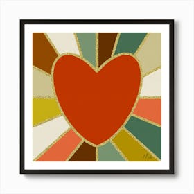 Retro Heart Burst Art Print