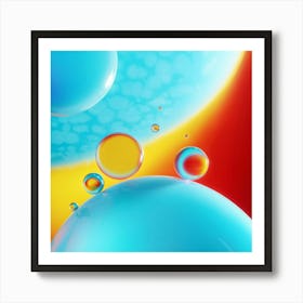 3d Liquid Colors Cascading Over Milk Droplets Hues Of Red Yellow Blue Orange Blending Seamlessly Art Print