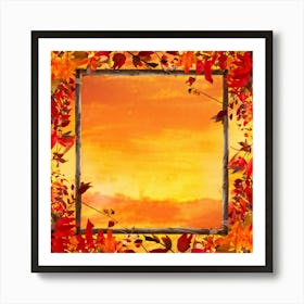 Autumn Themed Frame Embracing The Bright Sunlit Hues Of Fall Foliage Intricately Woven Design Of (7) Art Print