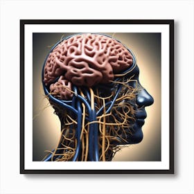 Human Brain With Blood Vessels Art Print