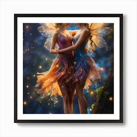 Fairy Couple In The Forest Art Print