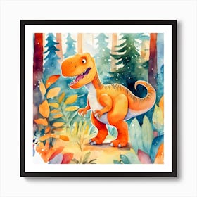 Dinosaur In The Forest Art Print