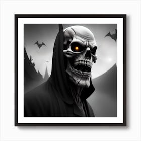 Skeleton With Bats Art Print