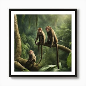 Monkeys In The Jungle 1 Art Print