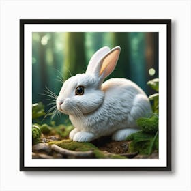 White Rabbit In The Forest 5 Art Print