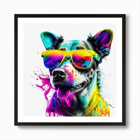 Colourful Dog Sunglasses (51) Art Print