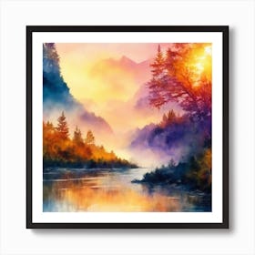 Sunset By The River 2 Art Print