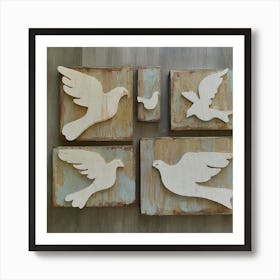 Doves On Wood Art Print