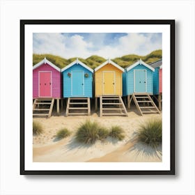 Default Vibrant Beach Huts Art Print 3 Art Print