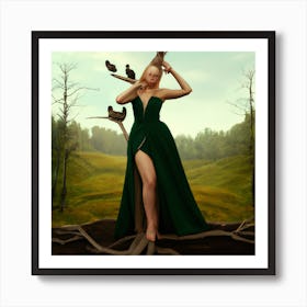 Woman In The Meadow 004 Art Print