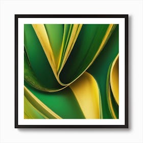 Abstract Green And Yellow Art Print