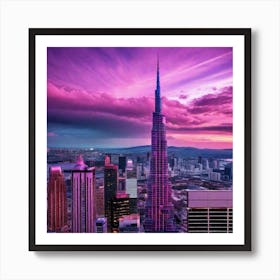 Sunset Over Burj Khalifa Poster