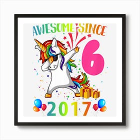 Kids 6 Years Old Gifts Unicorn Dabbing 6th Birthday Girlns Art Print