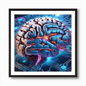 Brain On A Circuit Board 92 Art Print
