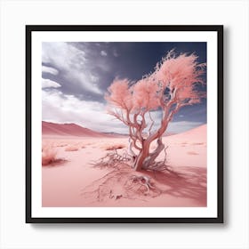 Pink Tree In The Desert Art Print