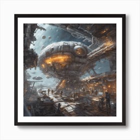 732943 A Space Station, With Spaceships Coming And Going, Xl 1024 V1 0 Art Print