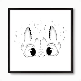 Toothless The Dragon Square Art Print