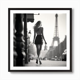Paris Eiffel Tower lady  Art Print