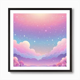 Sky With Twinkling Stars In Pastel Colors Square Composition 119 Art Print