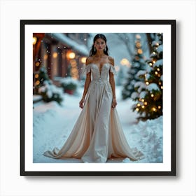 Wedding Dress In The Snow 1 Art Print