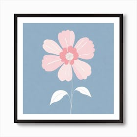 A White And Pink Flower In Minimalist Style Square Composition 477 Art Print