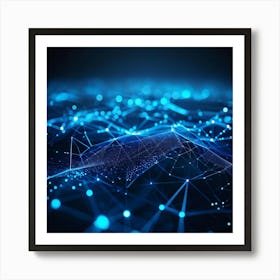 An Abstract Intricate Network Design Glowing With Intense Blue Astounding Waves Coursing Through C (3) Art Print