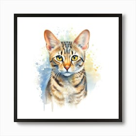 Bengal Glitter Cat Portrait Art Print