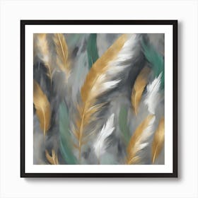 Gold Feathers 2 Art Print