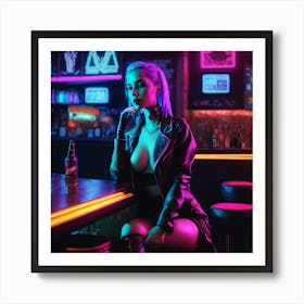 Cyberpunk Neon Girl 2 Art Print