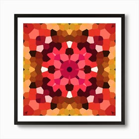 Abstraction Red Mosaic Mandala Art Print