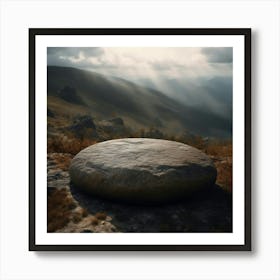 Rock On Top Of Mountain Art Print