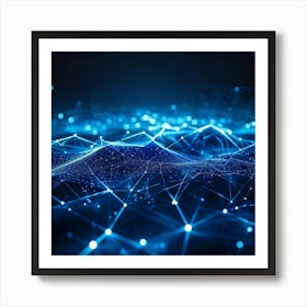 An Abstract Intricate Network Design Glowing With Intense Blue Astounding Waves Coursing Through C (1) 2 Art Print