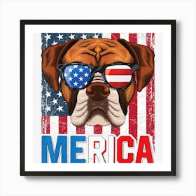 Limited Edition Merica Boxer Dog 4th Of July Gifts American Art Print