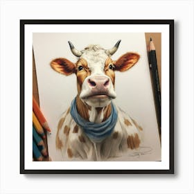 Cow Drawing 8 Art Print