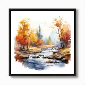 Watercolor Autumn Landscape 73 Art Print