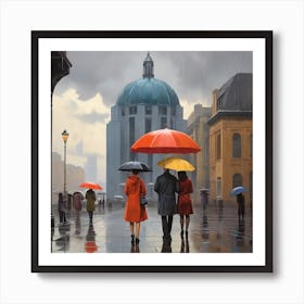 People In The Rain Art Print