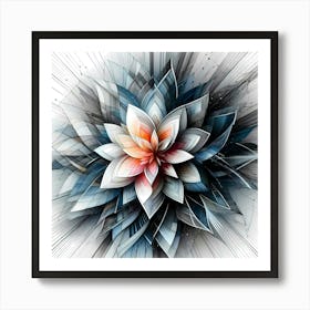 Flower - Abstract Line Art Illustration 246 Art Print