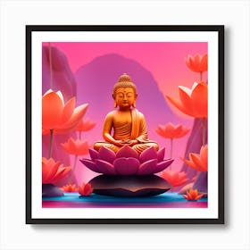 Buddha In Lotus Art Print