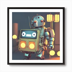 Robot With Lights Art Print