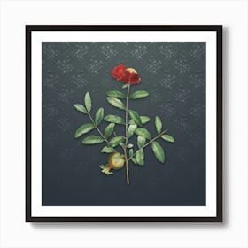 Vintage Pomegranate Botanical on Slate Gray Pattern n.0812 Art Print
