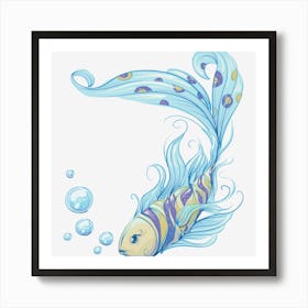 Beautiful Blue Koi Fish Art Print