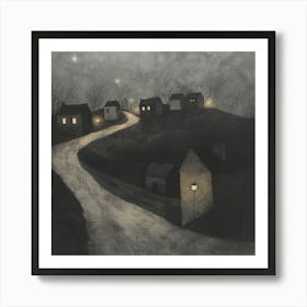 Night In The Village 1 Art Print