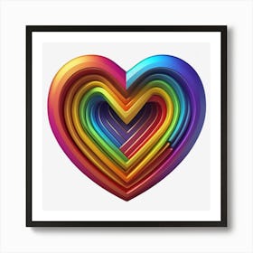 A Rainbow Heart 3d Icon, Vibrant Colors And Modern Design Generated By Ai Art Print