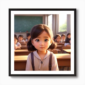 Girl In A Classroom 1 Art Print