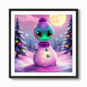 Alien Snowman Art Print